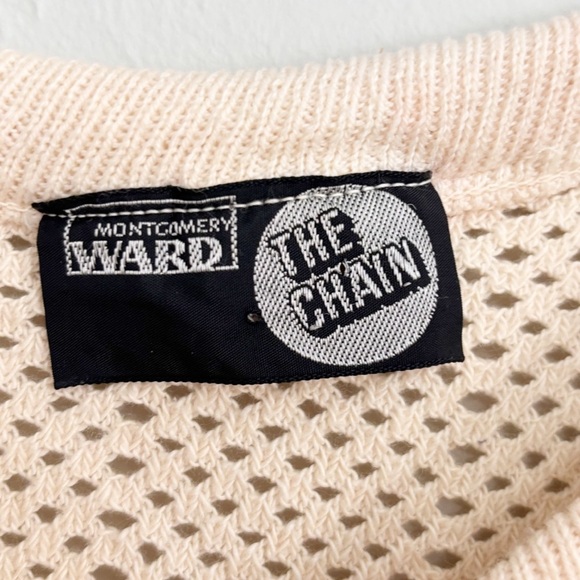 Vintage MONTGOMERY WARD Women’s Plaid Ivory Multi Knit Vest THE CHAIN 1970s Sz S - Picture 7 of 7